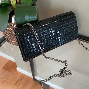 Black stud clutch or crossbody chain bag